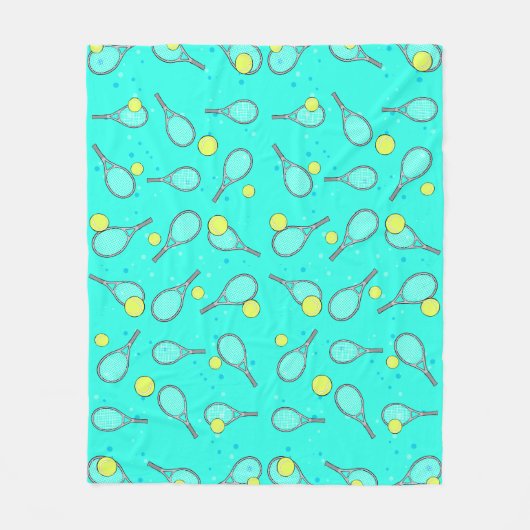 Tennis Seamless Pattern - Racket & Ball  フリースブランケット (正面)