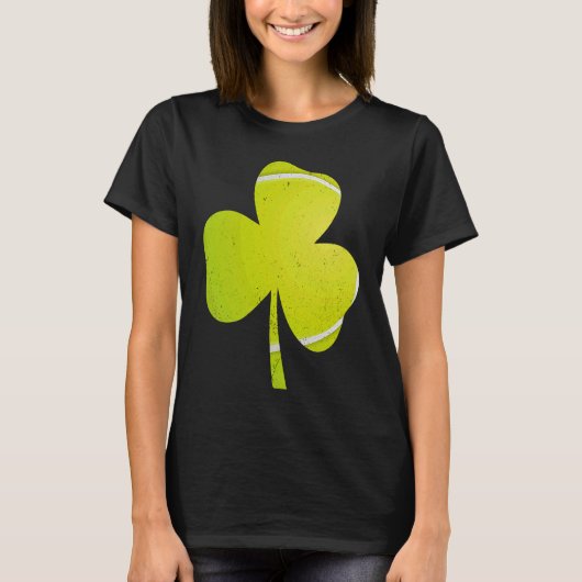 Tennis St Patricks Day Distressed Irish Shamrock Tシャツ (正面)