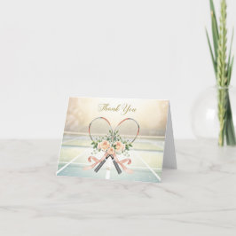 Tennis  thank you card with flowers for wedding サンキューカード