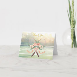 Tennis  thank you card with flowers for wedding サンキューカード