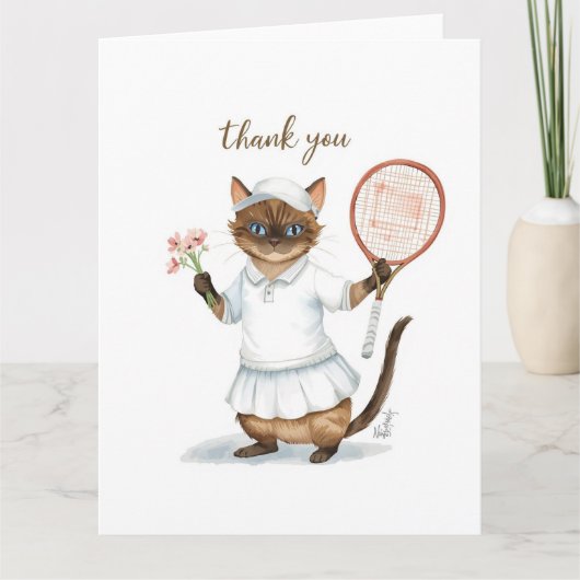 Tennis Thank you cat for cat lovers サンキューカード (正面)