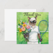 Tennis Thank you cat for cat lovers サンキューカード (正面/裏面)