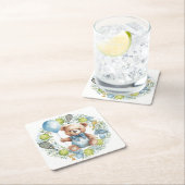 Tennis themed Baby Shower for Baby Boy Party スクエアペーパーコースター (インサイチュ)