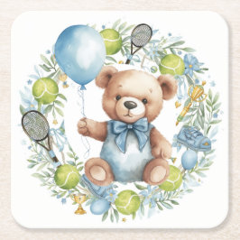 Tennis themed Baby Shower for Baby Boy Party  スクエアペーパーコースター