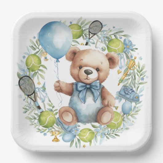 Tennis themed Baby Shower for Baby Boy Party ペーパープレート (正面)