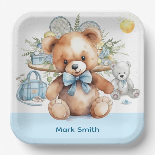 Tennis themed Baby Shower for Baby Boy Party  ペーパープレート (正面)