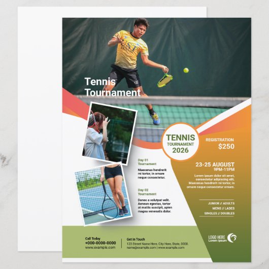 Tennis Tournament Flyer Template (正面/裏面)