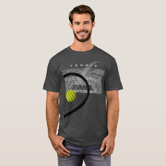 Tennis Tournament Racket Hitting Ball In Motion Tシャツ (正面フル)