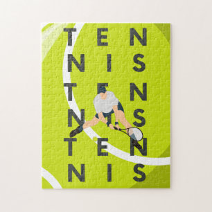 Tennis Typography Text & Player's Silhouette Kids  ジグソーパズル