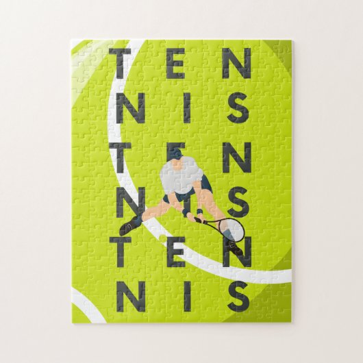 Tennis Typography Text & Player's Silhouette Kids  ジグソーパズル (縦)