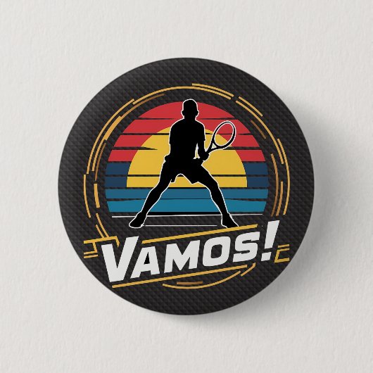 Tennis - vamos joueur style rétro sunset 缶バッジ (正面)