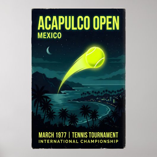 Tennis Wall Art Acapulco Open, Night Sky - Palm ポスター (正面)
