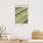 Tennis Wall Art Vintage Courtside Scene - London ポスター (キッチン)