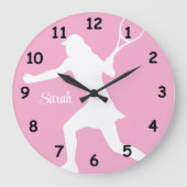 Tennis wall clock with female player silhouette ラージ壁時計 (正面)