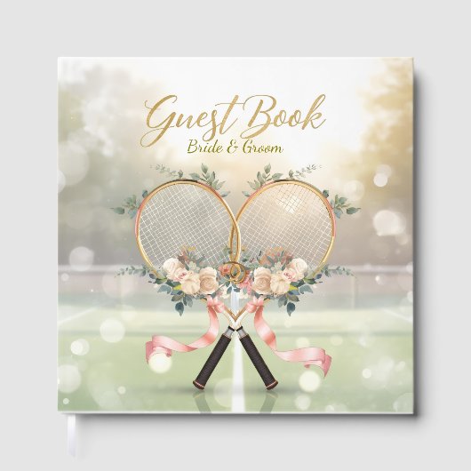 Tennis Wedding Guest Book – Floral Racket  ゲストブック (正面)