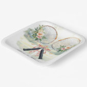 Tennis Wedding Racket with Flower Bride & Groom ペーパープレート (傾斜あり)