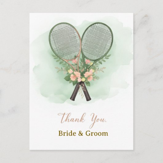 Tennis Wedding Thank You Card  ポストカード (正面)