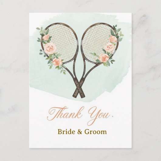Tennis Wedding Thank You Card  ポストカード (正面)
