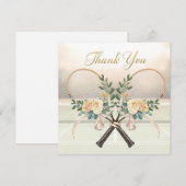 Tennis Wedding Thank You Card with Floral Rackets サンキューカード (正面/裏面)