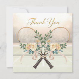Tennis Wedding Thank You Card with Floral Rackets サンキューカード