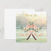 Tennis Wedding Thank You Card with Floral Rackets サンキューカード (正面/裏面)
