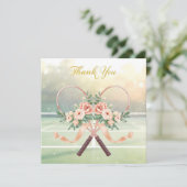 Tennis Wedding Thank You Card with Floral Rackets サンキューカード (スタンド正面)