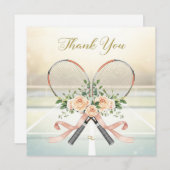 Tennis Wedding Thank You Card with Floral Rackets サンキューカード (正面/裏面)