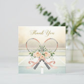Tennis Wedding Thank You Card with Floral Rackets サンキューカード (スタンド正面)