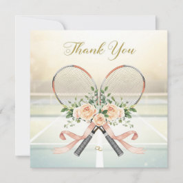Tennis Wedding Thank You Card with Floral Rackets サンキューカード