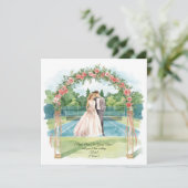 Tennis Wedding with Bride and Groom on the court 招待状 (スタンド正面)