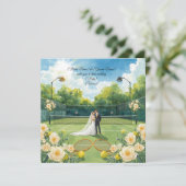 Tennis Wedding with Bride and Groom on the court 招待状 (スタンド正面)