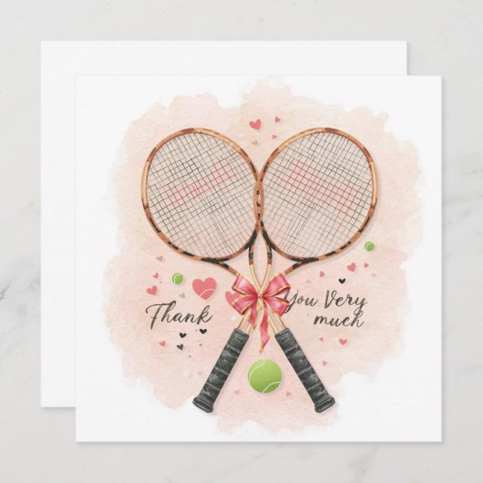 Tennis wedding with racket and love hearts (正面/裏面)