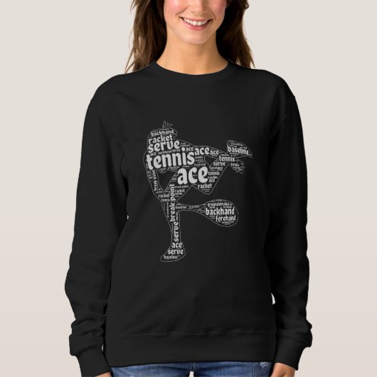 Tennis Word Cloud Padel Sport Game Tennis Player スウェットシャツ (正面)