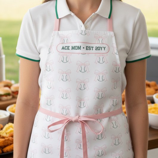 Tenniscore Ace Mom Preppy Coquette Tennis Ball Bow エプロン