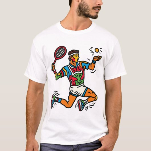 Tennismuster im Stil von Keith Haring 1 Tシャツ (正面)