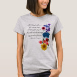 Tennyson Garden Quote Romanticアルフレッドの主の花柄 Tシャツ<br><div class="desc">私にあなたの考えられたIのための花が必ずあったらアルフレッドの主のロマンチックな引用文を、"私あなたの最愛の人のためのあなたの深い感情の声明として私の庭を通って"永久に歩いてもよい身に着けて下さいTennyson's。 引用文は完全に植物の名前と分類される庭の花(バイオレット、ガーベラのデイジー、アネモネ、アジサイ、バラおよびヒマワリ)の滝によって図解入りの、写真付きのです。 愛の庭師、植物学者、または友人のための素晴らしいギフト。 このワイシャツはカスタマイズことができます。</div>