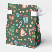 Tent Party Favor Gift Box Green Christmas Pattern フェイバーボックス (裏面サイド)