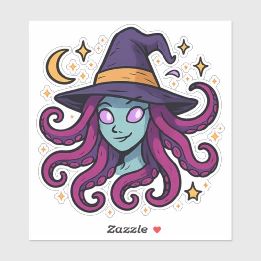 Tentacle Hair Witch Halloween Sticker シール (シート)