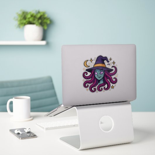 Tentacle Hair Witch Halloween Sticker シール (デスク上のノートパソコン)