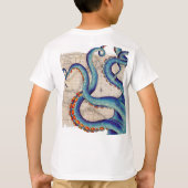 Tentacles濃い青のマップヴィンテージ Tシャツ (裏面)