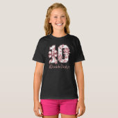 Tenth Birthday Girl Pink Coquette Bow Turning 10 Tシャツ (正面フル)