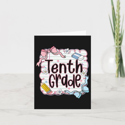 Tenth Grade Back To School For Girls Pink Notebook カード (正面)
