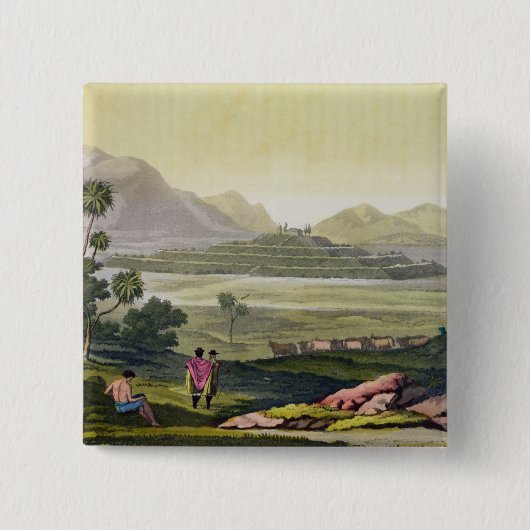 Teocalli、Tenochtitlan、メキシコの素晴らしい寺院 缶バッジ (正面)