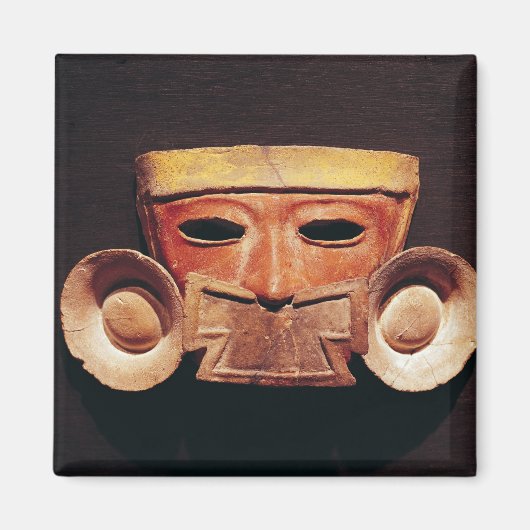 Teotihuacanから人間のマスク マグネット (正面)