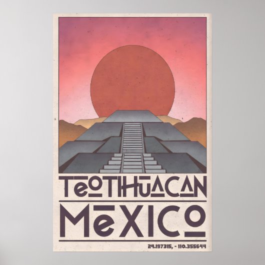 Teotihuacan Wall Art, Geometric Pyramid, Muted ポスター (正面)