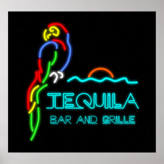 Tequila Bar and Grille Neon Sign ポスター
