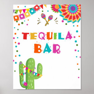 Tequila Bar Fiesta Drinks Cactus Table Sign ポスター