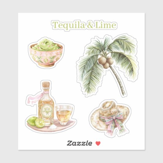 Tequila & Lime Guacamole Tropical Palm Tree Hat シール (シート)