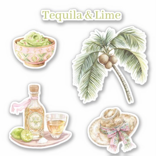 Tequila & Lime Guacamole Tropical Palm Tree Hat シール (正面)