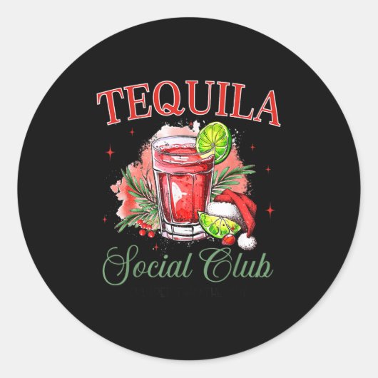 Tequila Social Club Tequila Tail Club Drinking Chr ラウンドシール (正面)